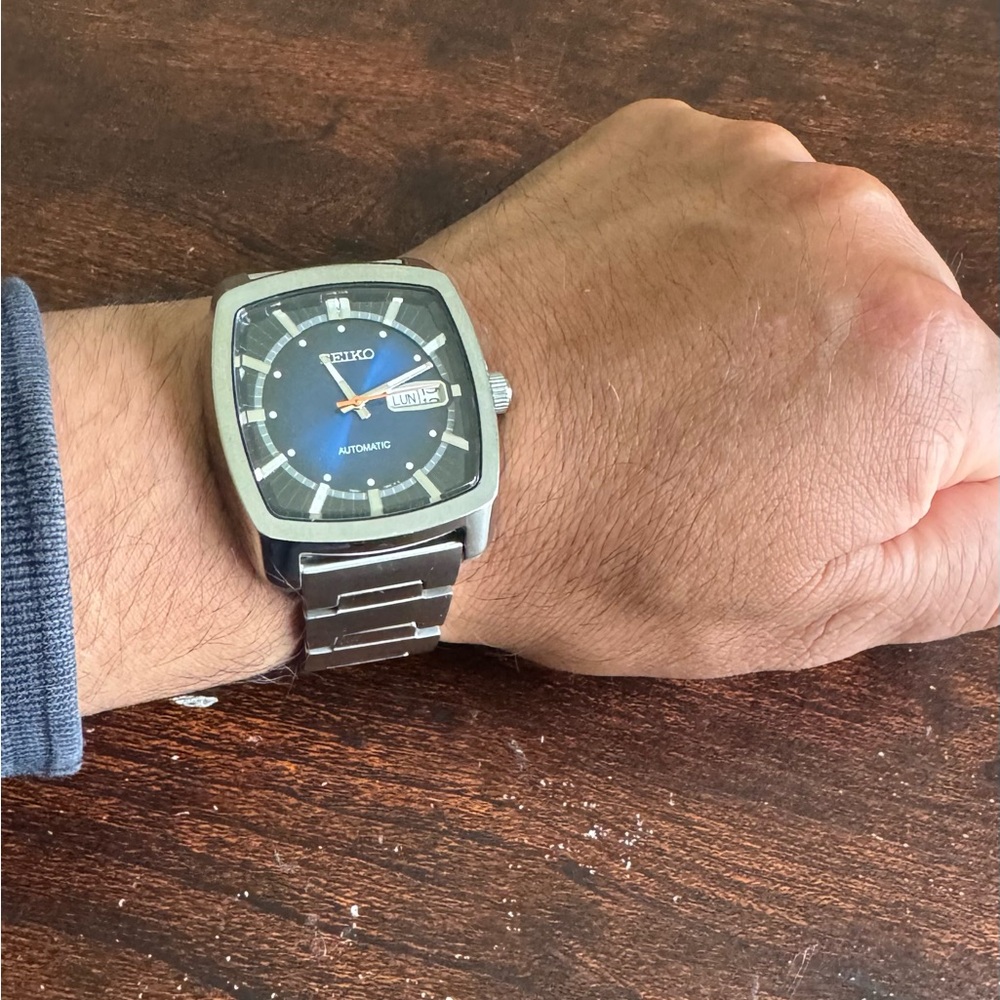 Seiko Silver and Blue Automatic Watch